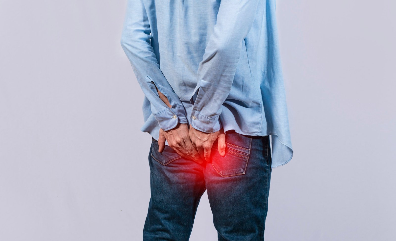 Man With Digestive Problem Touching His Buttock Man With Hemorrhoid Problem Isolated Background Man With Diarrhea Problem Scaled