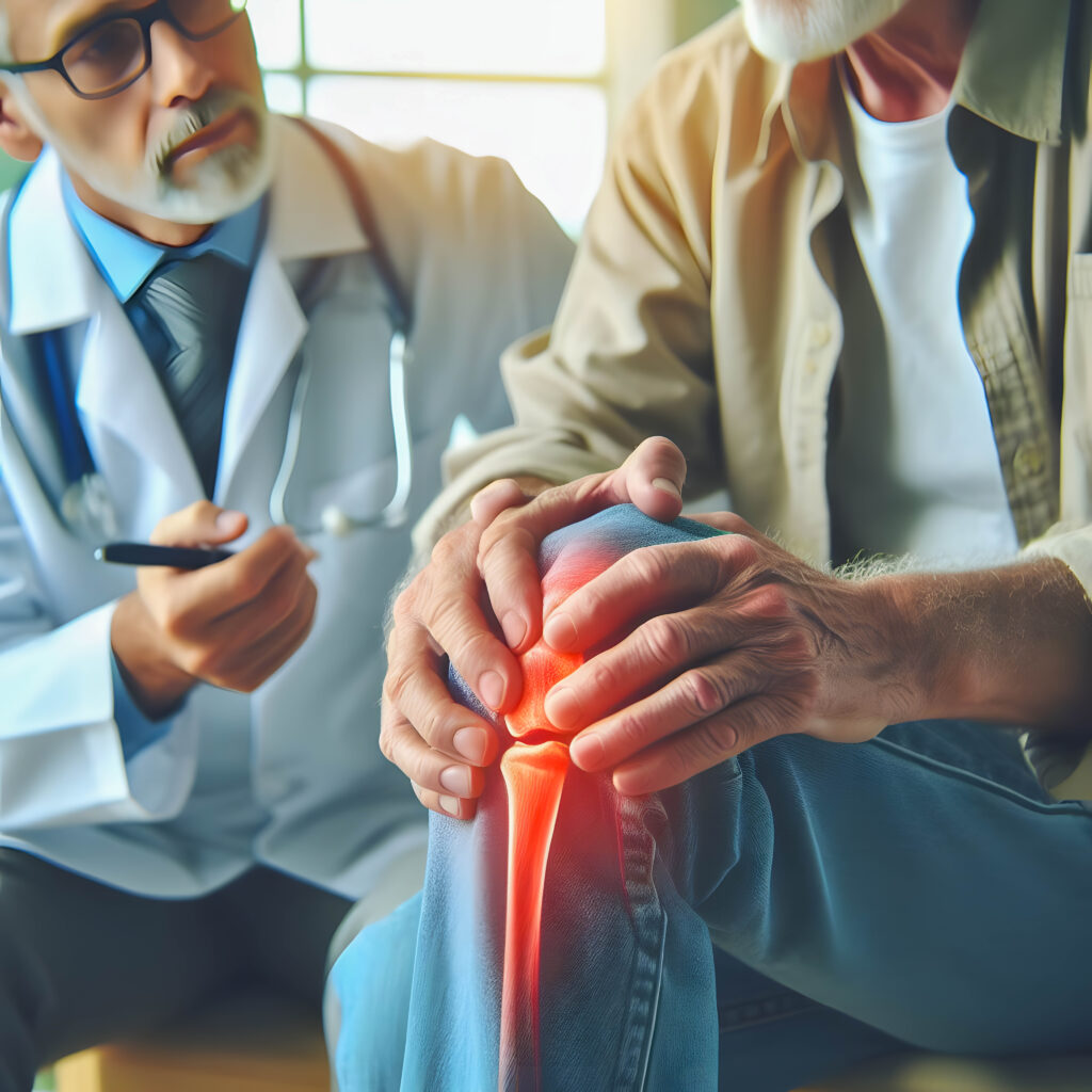 Ayurvedic doctor diagnosing knee pain and arthritis treatment consultation in Aligarh